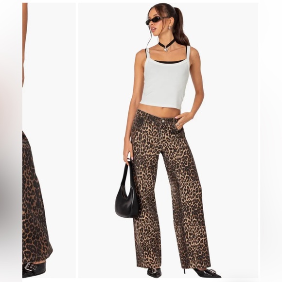 Edikted Denim - EDIKTED Print Straight Leg Jeans Size Medium